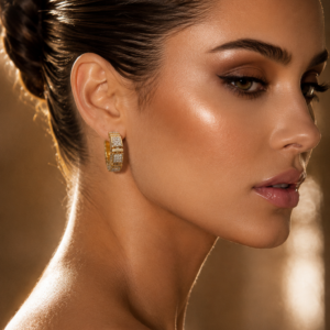 Geometric Pavè Hoops